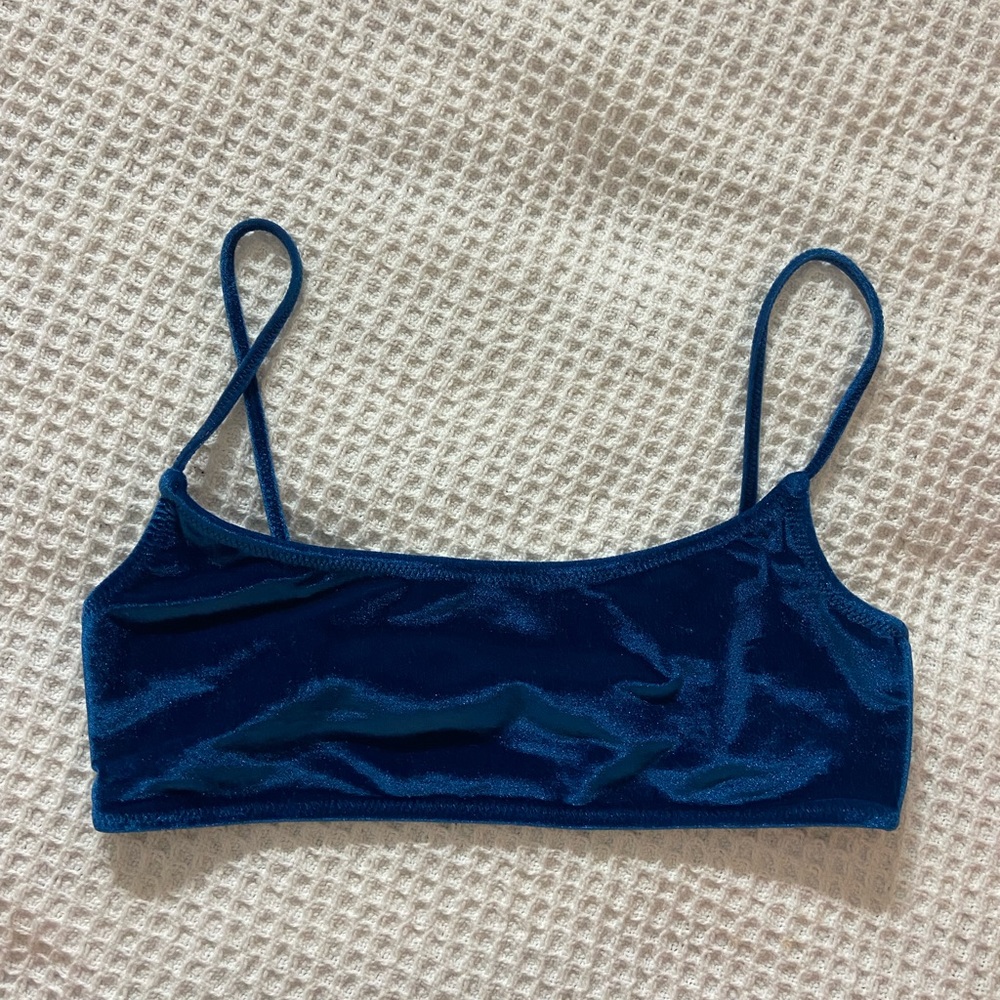 Triangl blue velvet bikini top - never worn